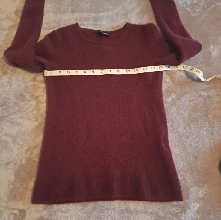 100% Cashmere Womens Burgundy Pullover Top Hand Wash Sz. XS