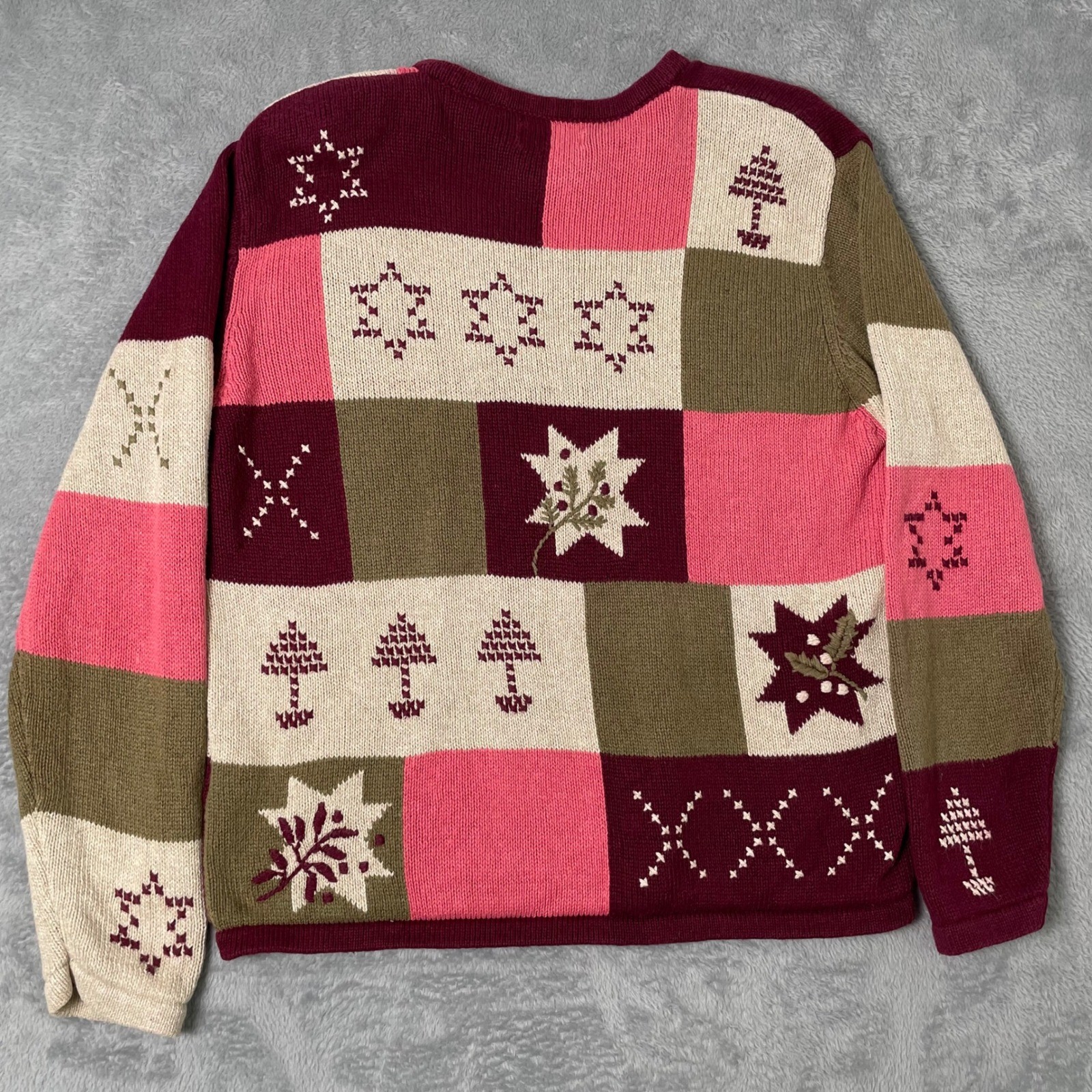 Vintage 2003 Christopher Banks Patchwork Sweater Cottagecore Folk Art Grandma