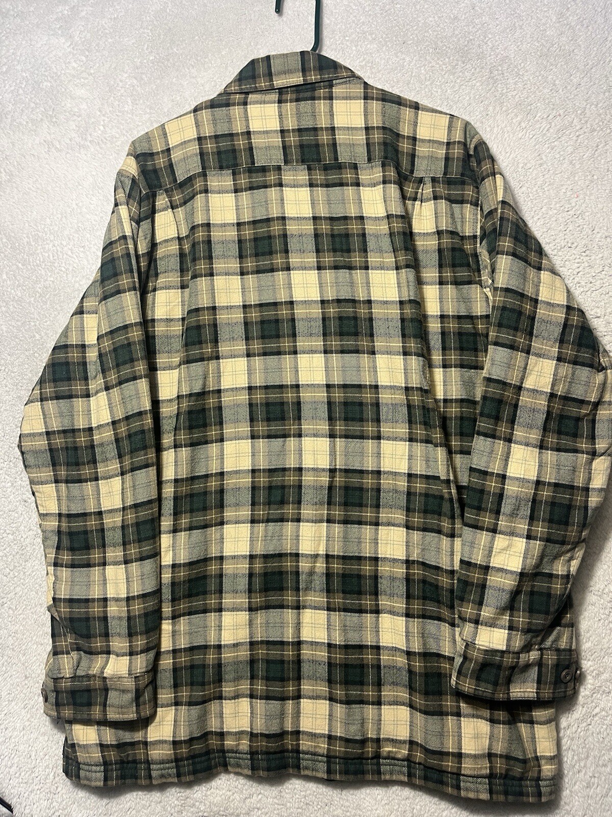 Vintage LL Bean Jacket Mens L Tall Plaid Flannel Shacket Fleece Lined Button Up.