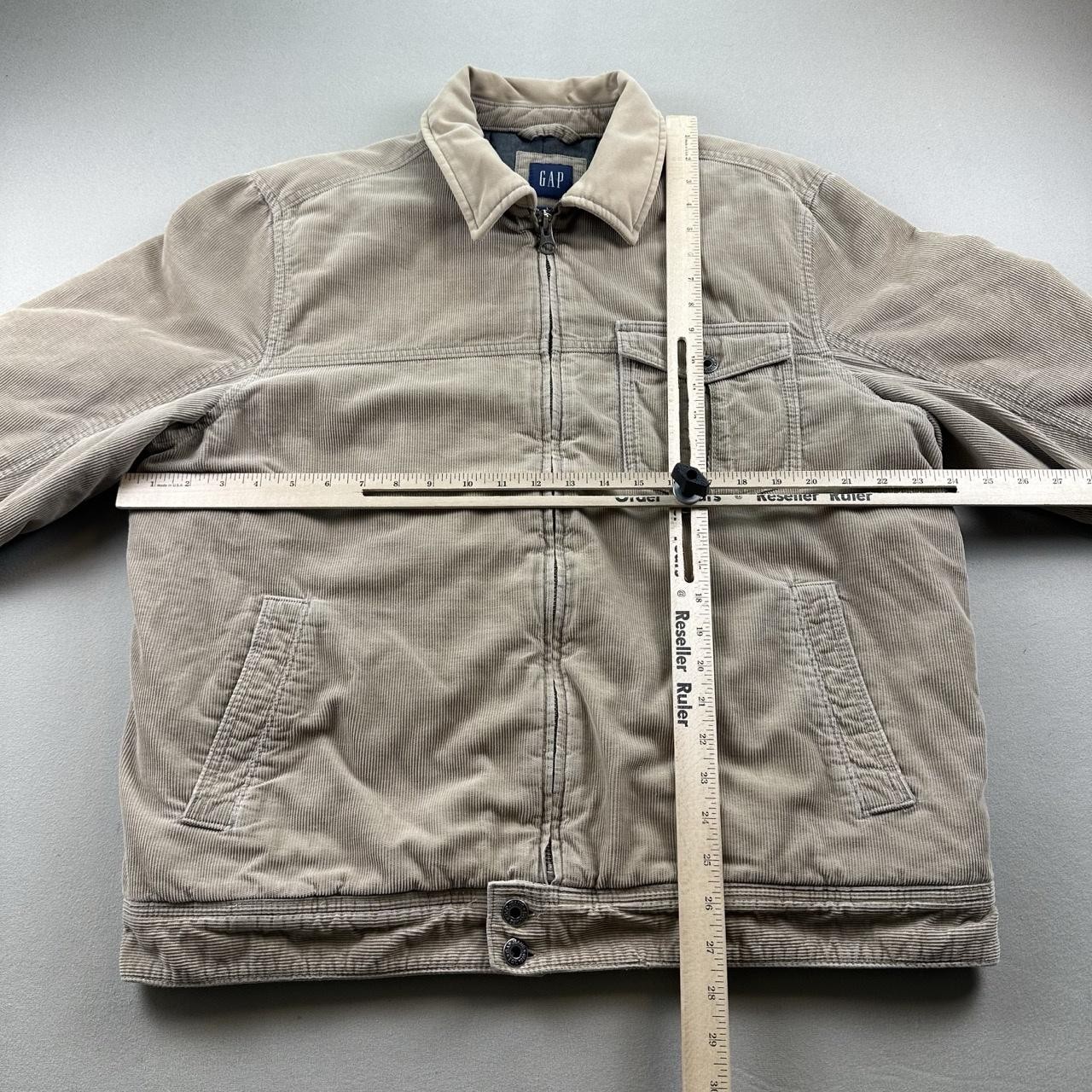 Vintage GAP Jacket Mens Large Beige Corduroy Insulated Quilt Lined Zip Work y2k
