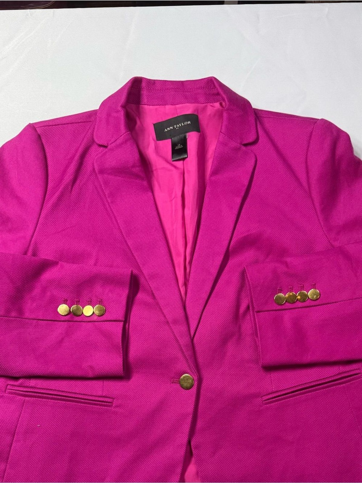 Ann Taylor Hot Pink Blazer Fuchsia Tailored Size 14