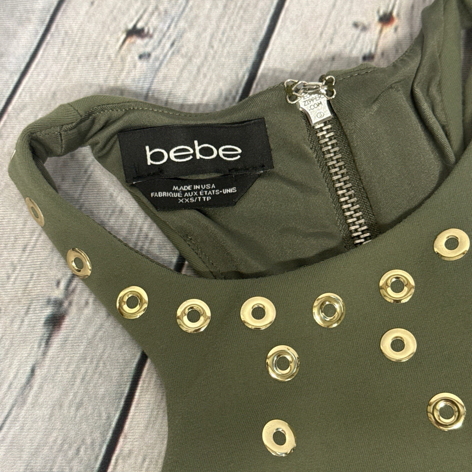 Bebe Studded Bodycon Midi Dress