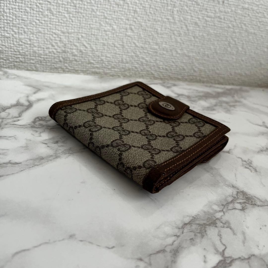 Excellent Condition Gucci Old Gucci GG Pattern Leather Double Snap Mini Wallet B