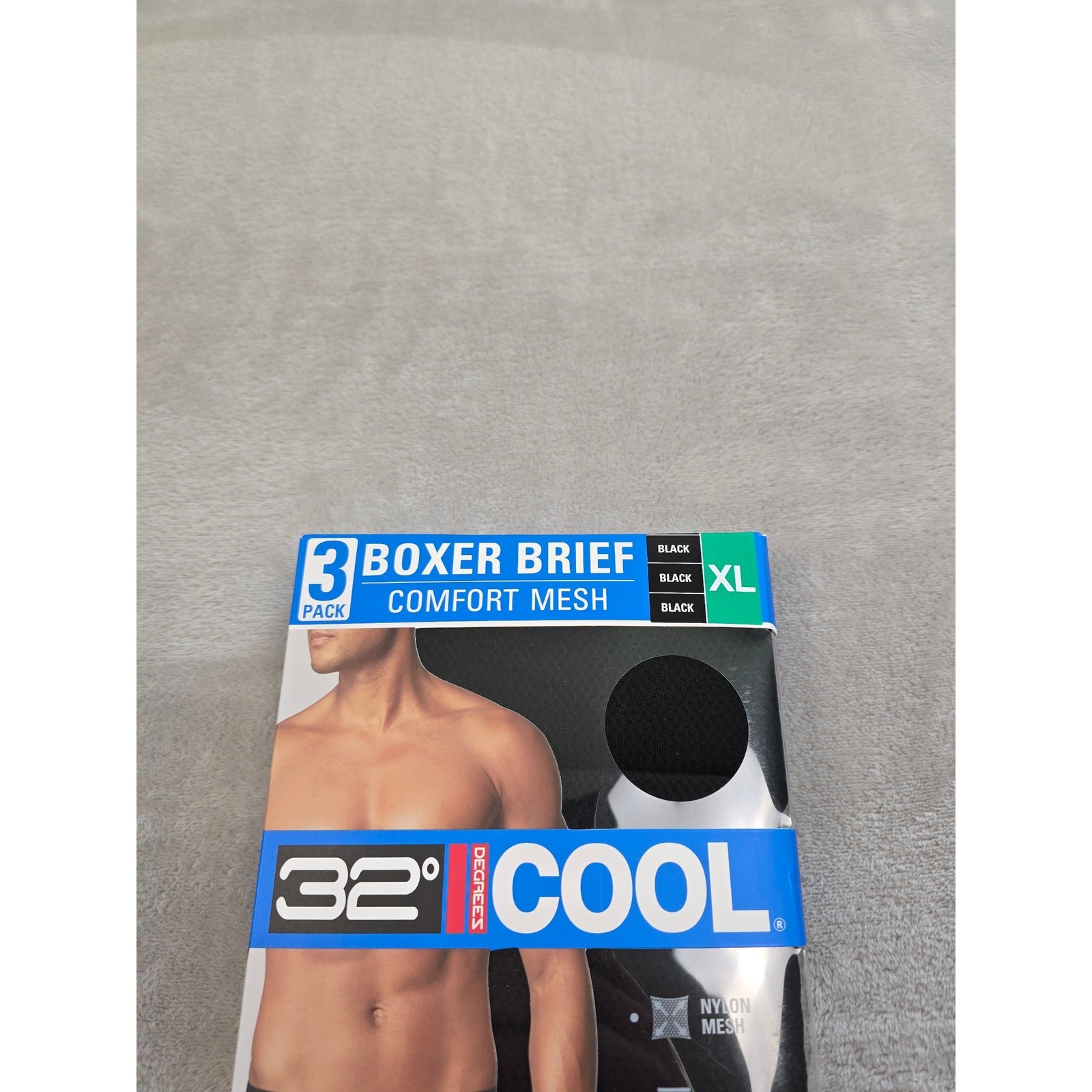 32 Degrees Boxer Brief Men XL Black 3 Pack Comfort Mesh Nylon Stretch Breathable
