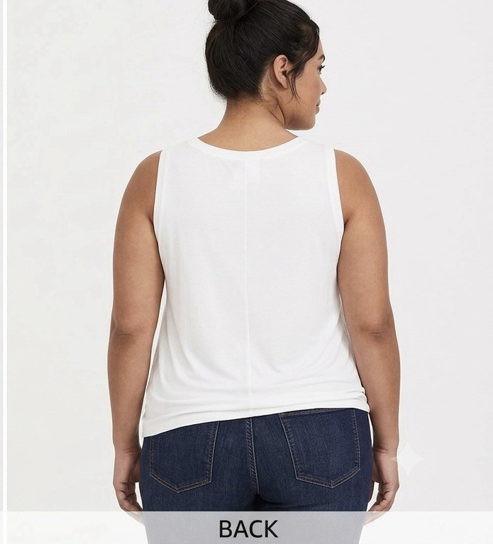 Torrid White Solid Knit V-Neck Sleeveless Stretch Tank Top Plus Size 3X