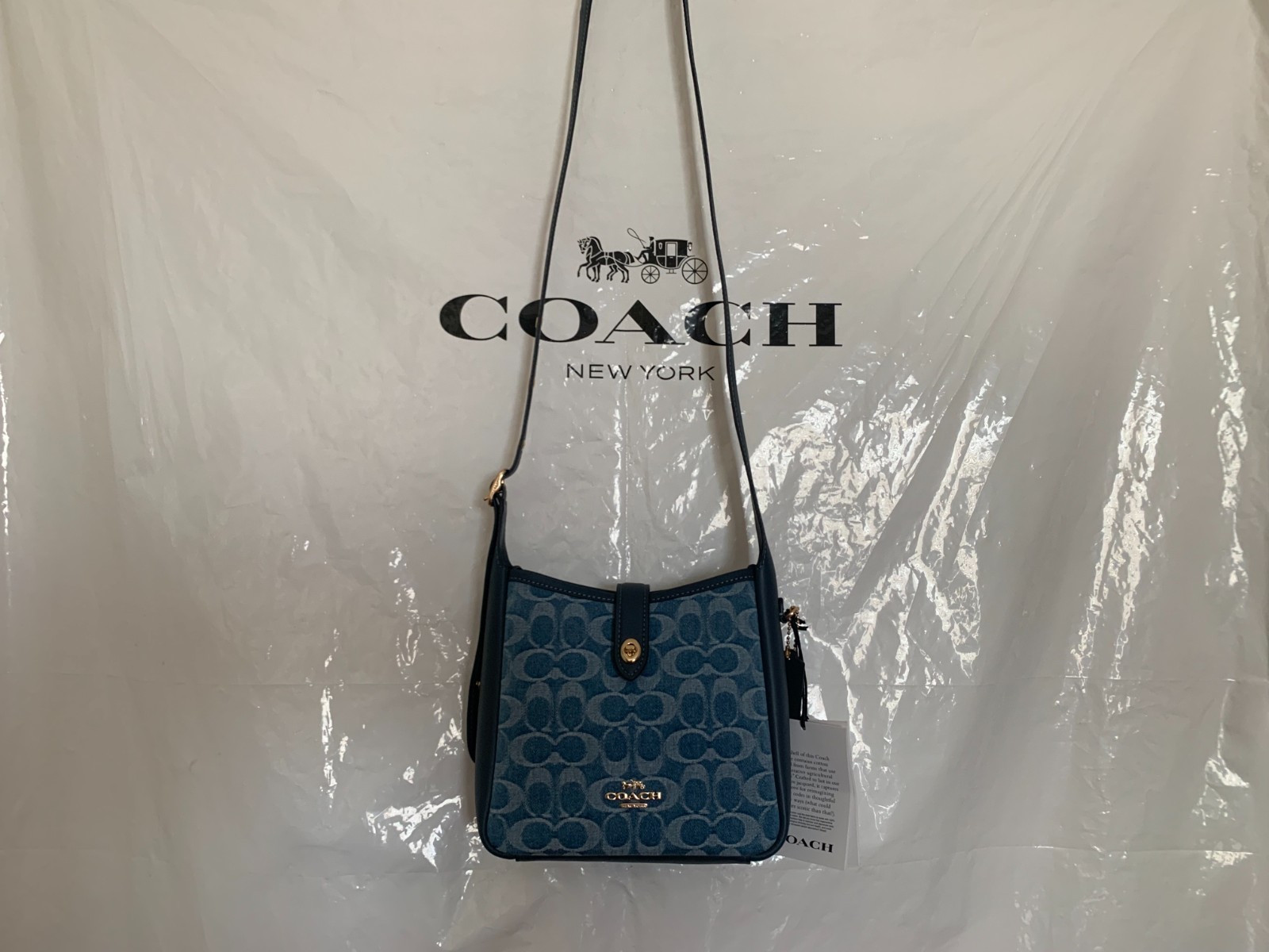 NWT Coach CCZ44 Hadley Mini Crossbody Bag In Signature Denim & Leather Indigo