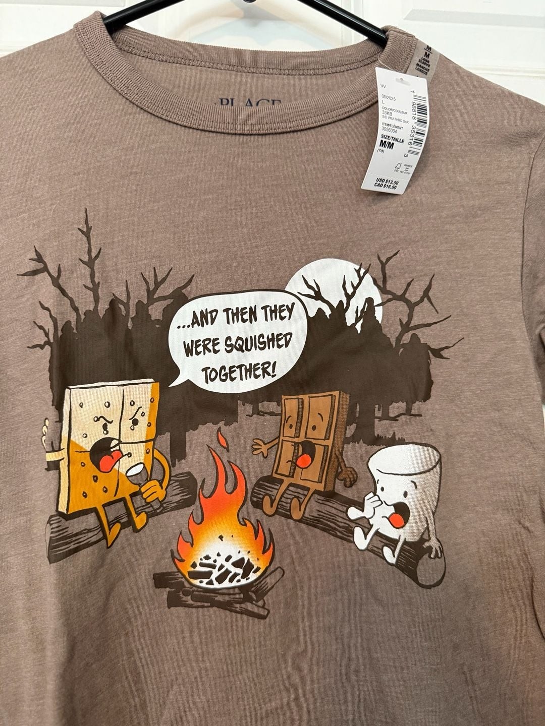 The Children’s Place Boys Long Sleeve S’mores Graphic Tee Size M 7/8