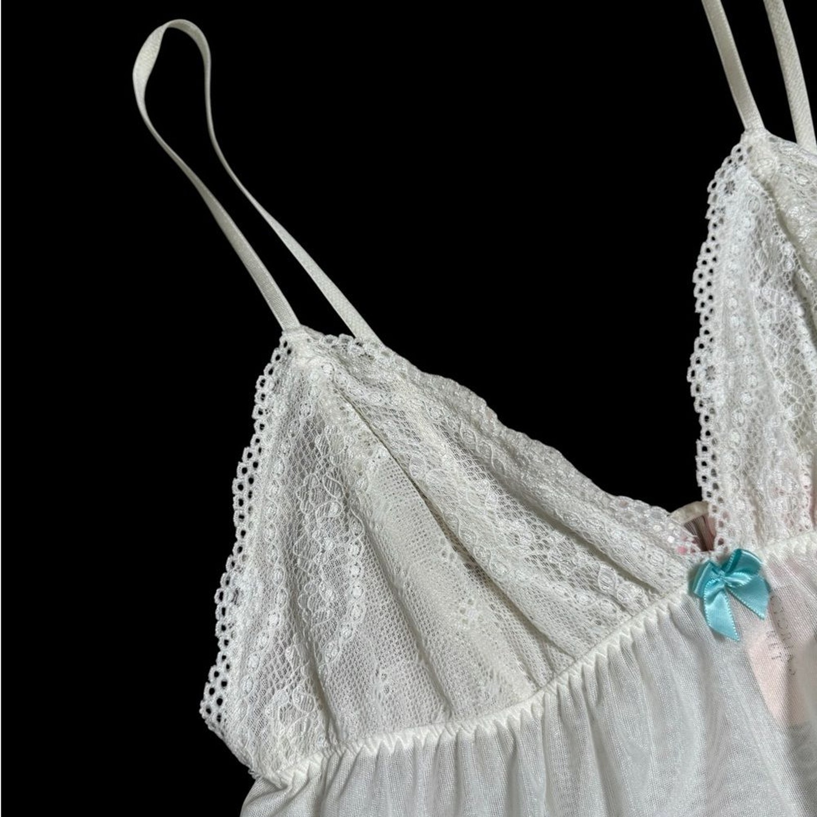 Victoria’s Secret Angel Babydoll Chemise White Sheer Lace Y2K Bridal Top Women S