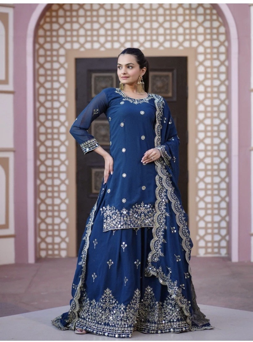 Wedding Party Sharara Bollywood Salwar Kameez Pakistani Indian Dress Suit Wear