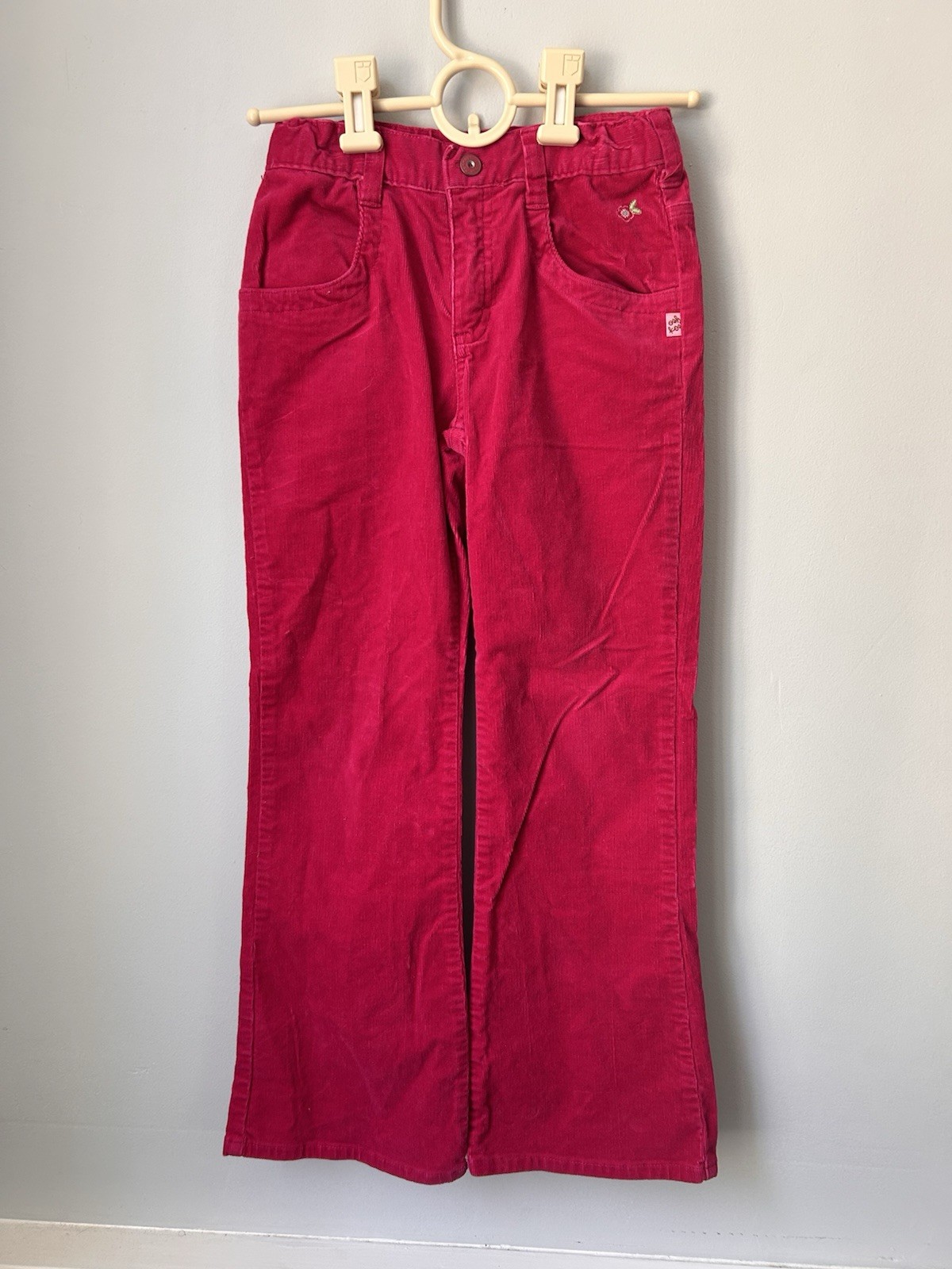 vintage OshKosh B’gosh fuchsia/bright pink corduroy flare embroidered pants 7