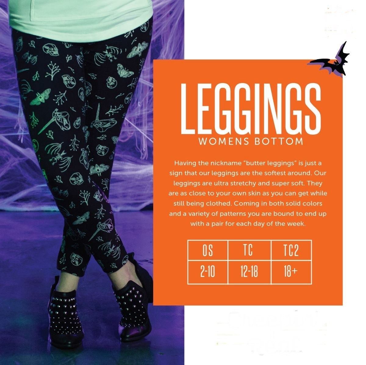 LuLaRoe NEW OS ONE SIZE Leggings – Halloween – Masks Stripes Purple Orange Soft