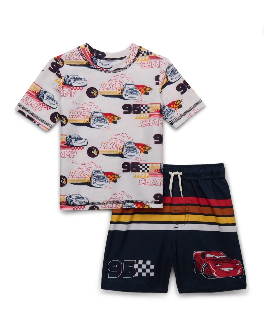 Disney Pixar Cars Toddler Boys Rash Guard Swim Shorts 2-Piece Set Size 3T Trunks