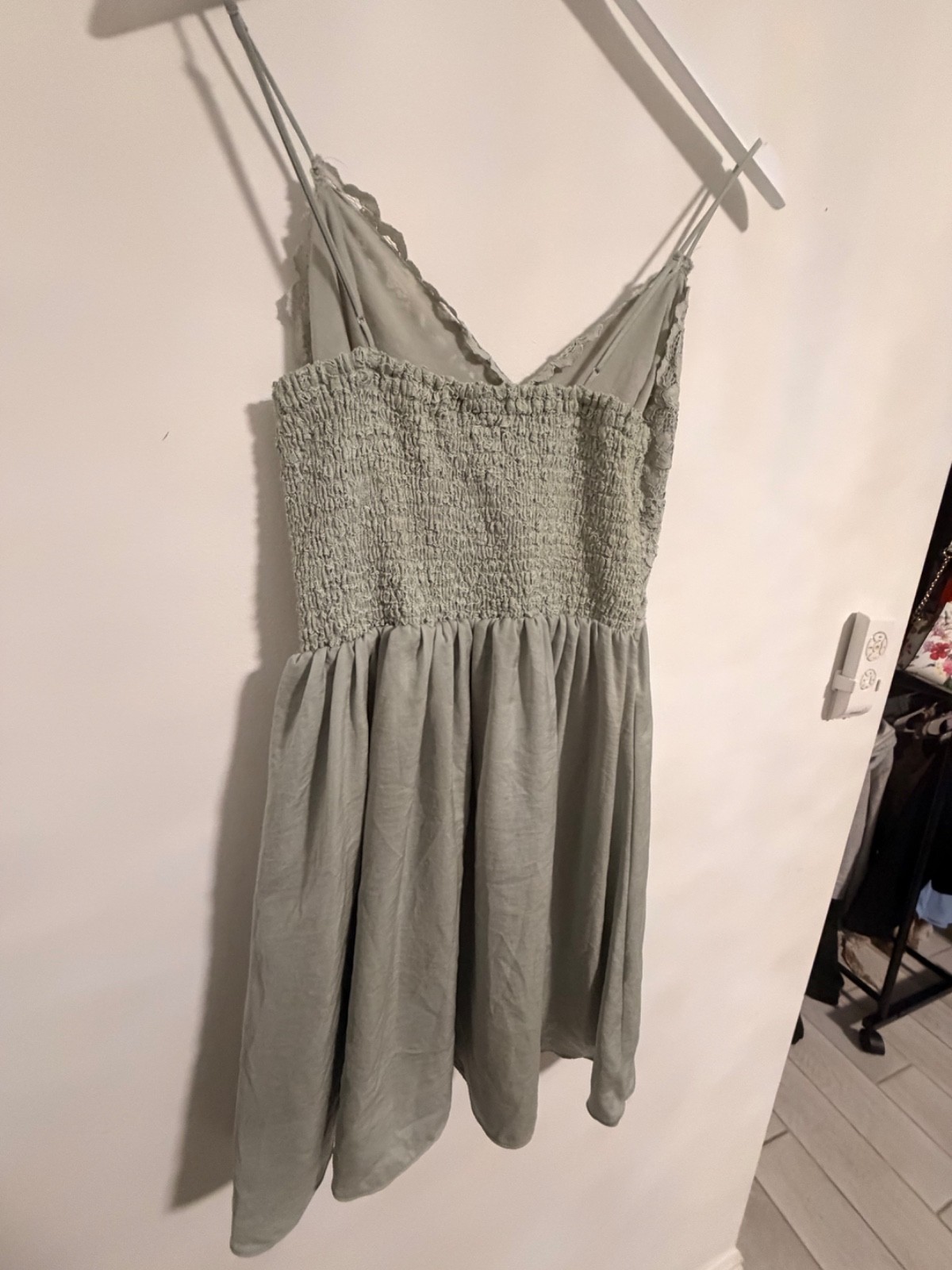 Express Light Sage Green or Sea Foam Lace Top Fit & Flare Size Medium Mini Dress