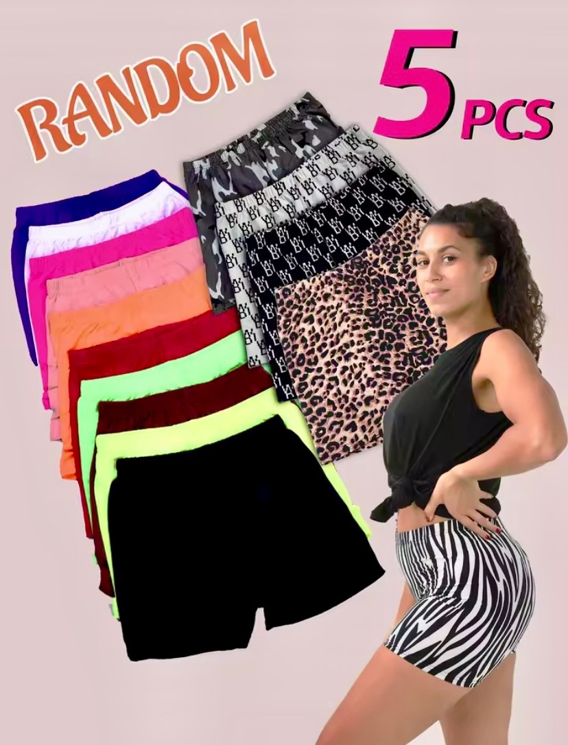 Random 5colors Women Summer Biker Shorts, Lady Stretchy Short Leggings Mix Color