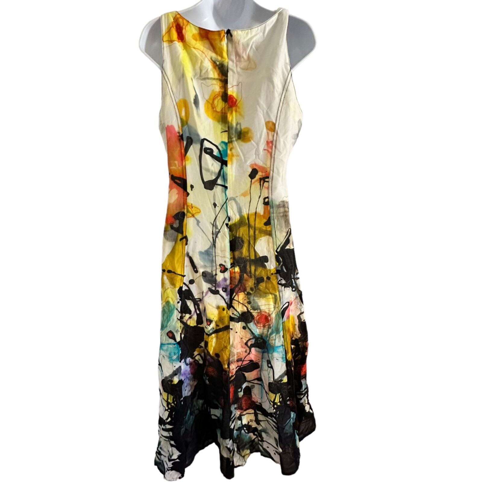 Apanage Femme dress size 8 watercolor print and embroidery