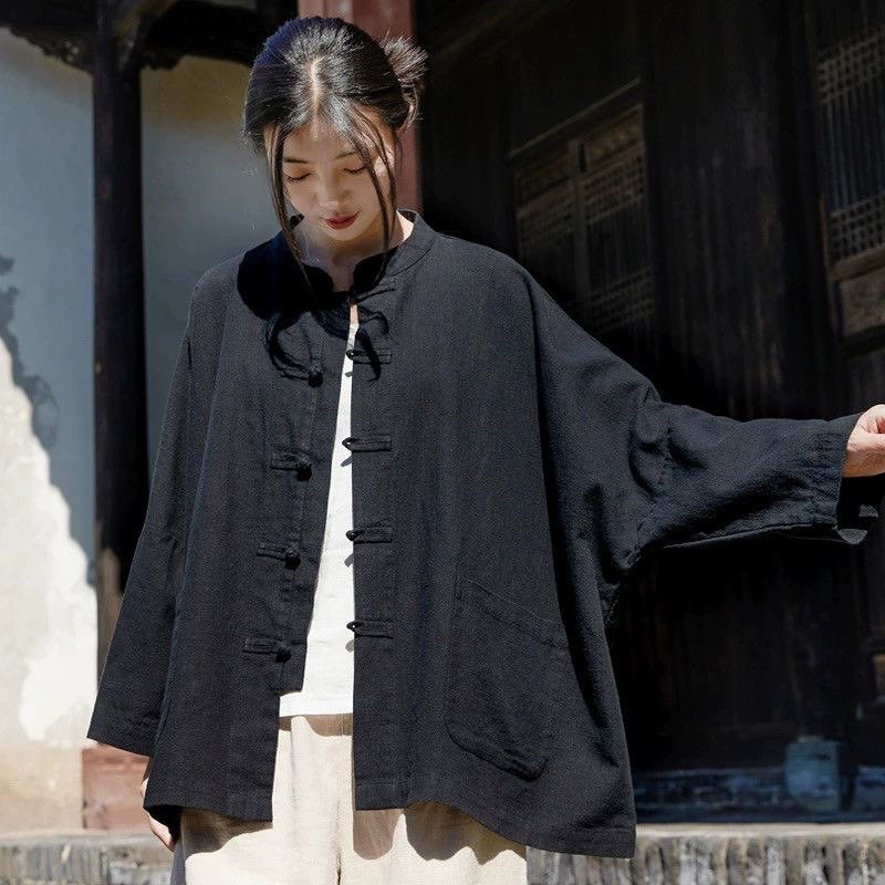 New Womens Cotton Linen Loose Cardigan Long Sleeve Shirts Tops Blouse Coats