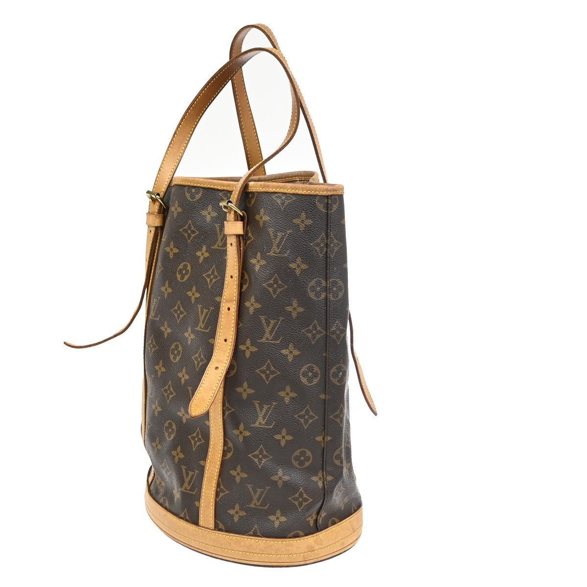 LOUIS VUITTON BUCKET GM Shoulder Tote Bag Monogram Leather Brown M42236 64KD021