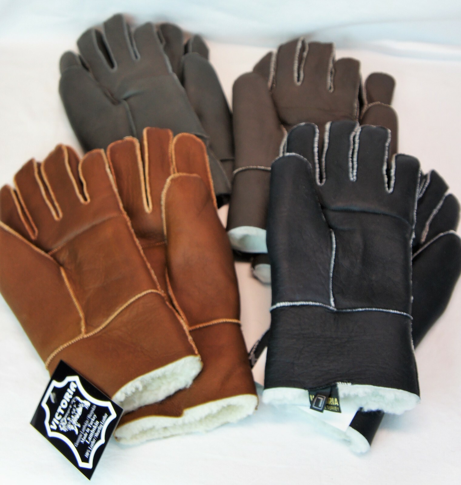 4 COLORS REAL GENUINE SHEEPSKIN SHEARLING LEATHER GLOVES UNISEX Fur Winter S-2XL