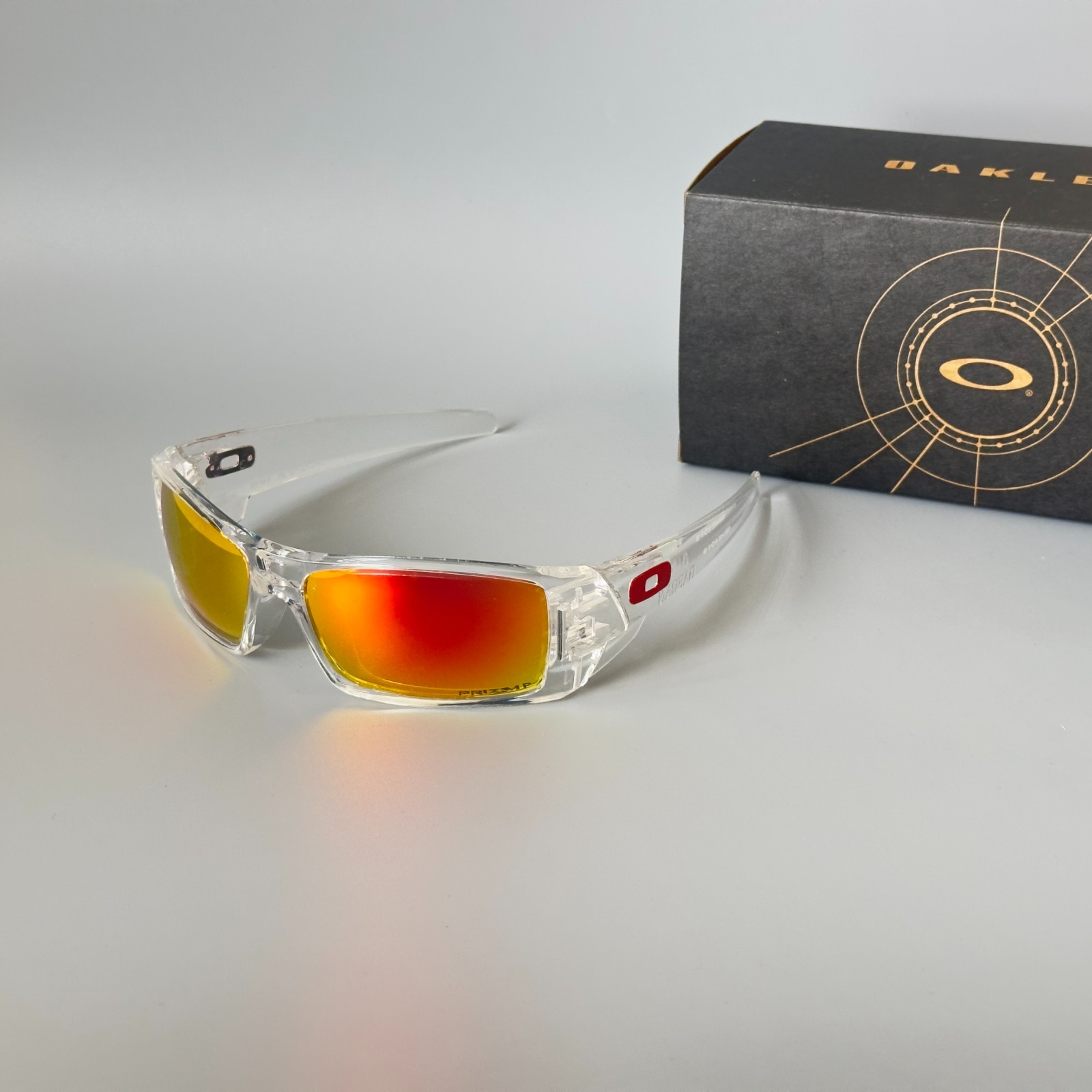 Oakley Gascan OO9014 Polarized Sunglasses Clear Frame Ruby Iridium Lens