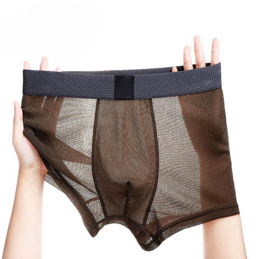 Ice Silk Men’s Boxer Shorts 95% Nylon 5% Spandex Breathable See Through