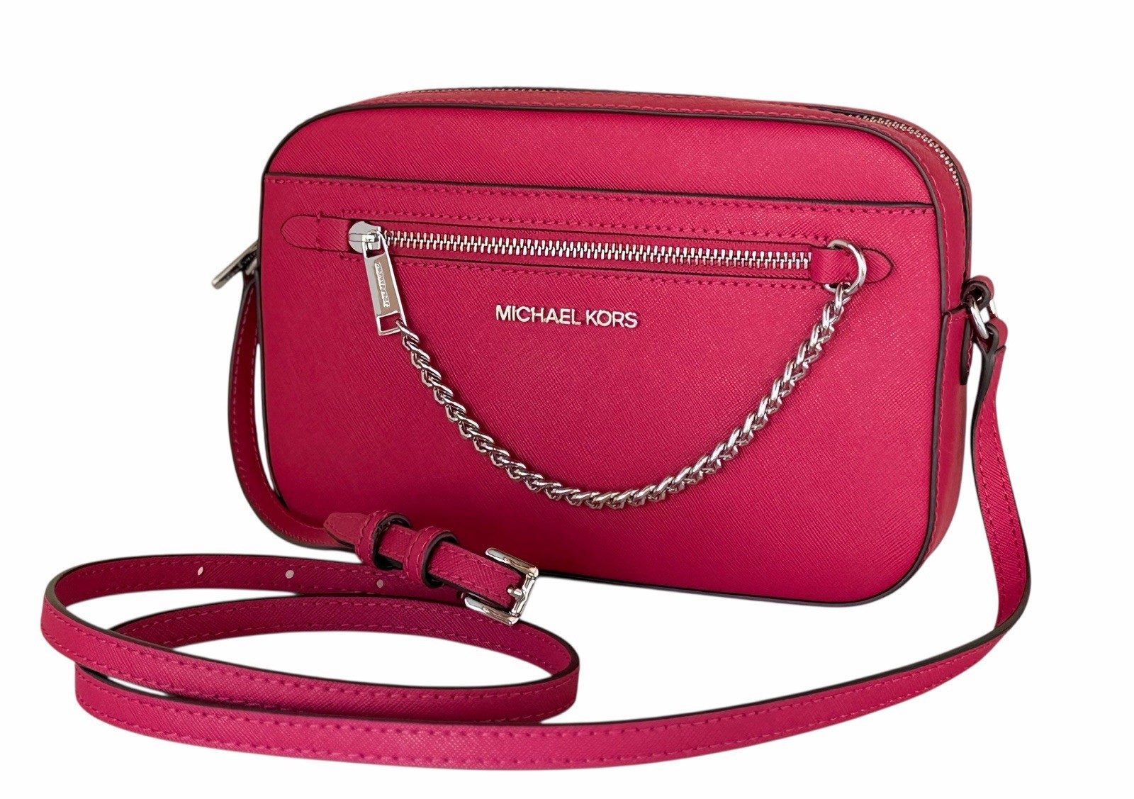 Michael Kors Jet Set Item East West Chain Shoulder Crossbody Bag Dark Raspberry