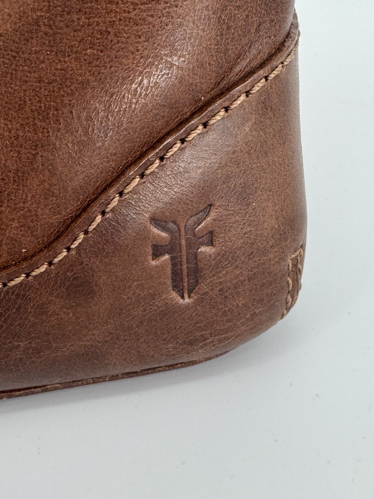 FRYE Melissa Leather Domed Satchel in Cognac Double Top Handles