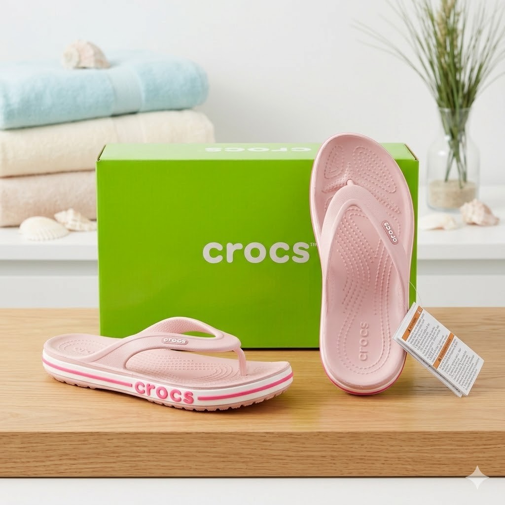 Crocs Bayaband Flip Flops Pink Women’s Sandals Comfort Thong Shoes New With Box