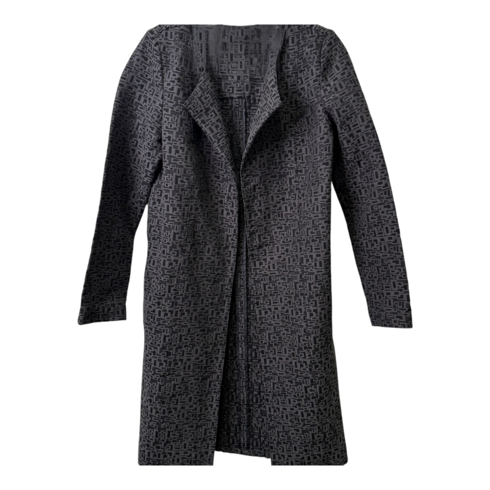 14th & Union Black & Gray Long Sleeve Long Open ..No Closure Overcoat Size XS