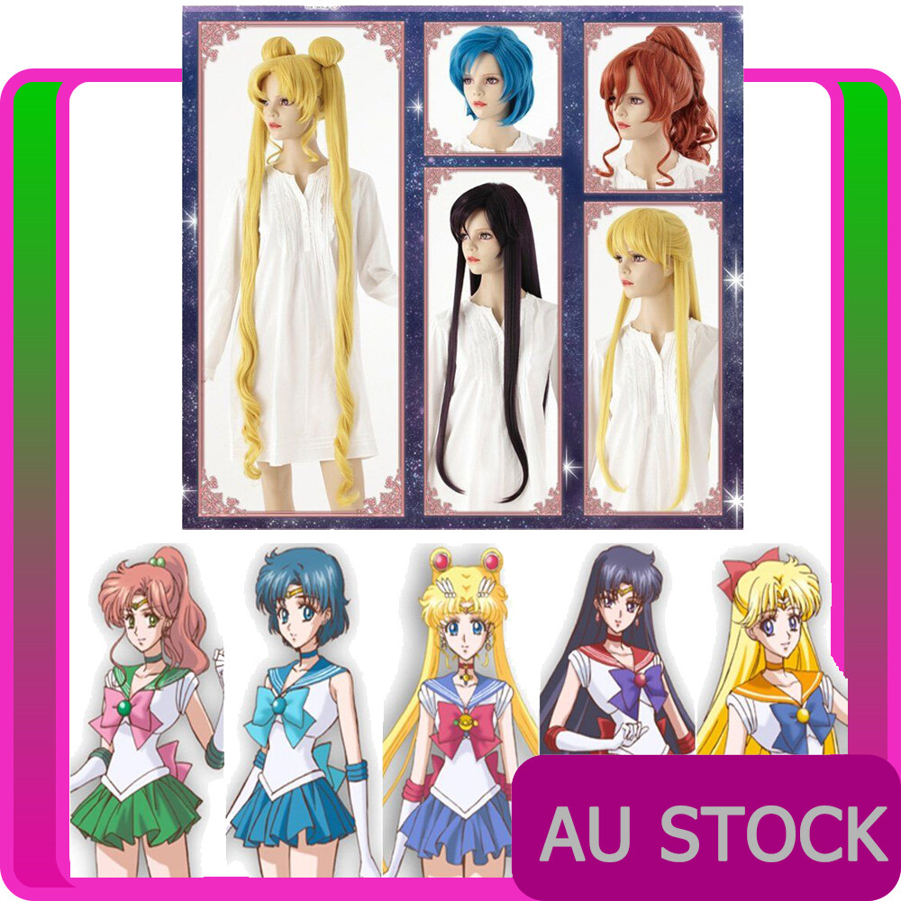 Anime Sailor Moon Wig Venus Mars Jupiter Mercury Tsukino Usagi Costume Wig
