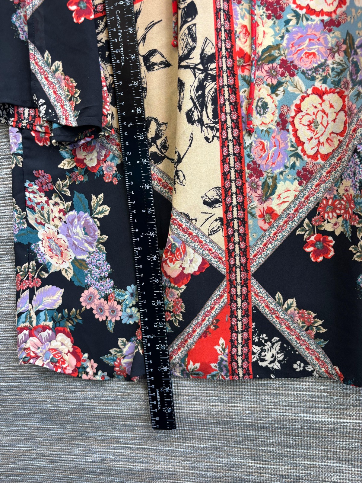 Fig And Flower Blouse Womens S Multicolor Floral Boho Tunic Top 3/4 Sleeve