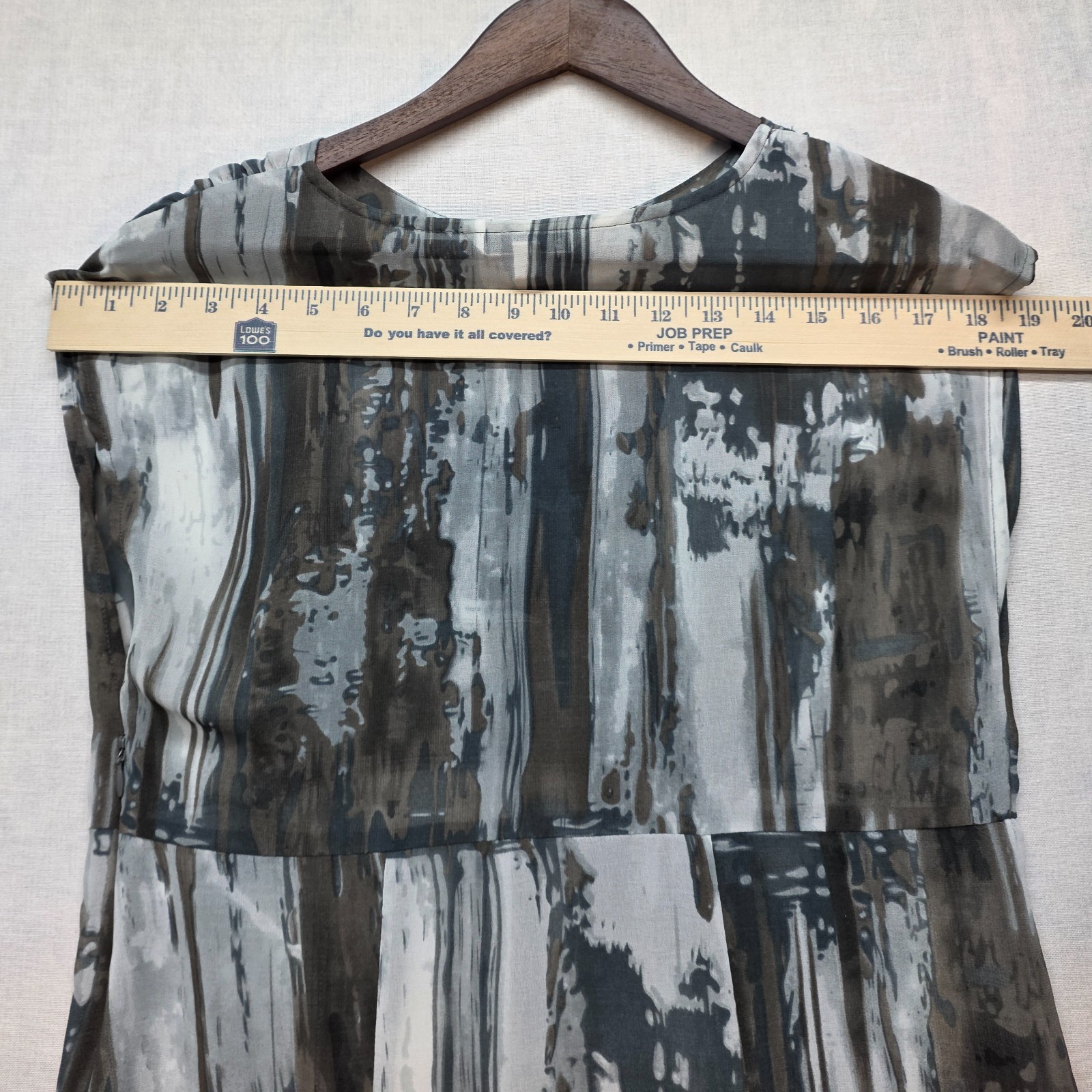CAbi #651 Painted Tunic Blouse Medium Gray Chiffon Sheer Watercolor (M)