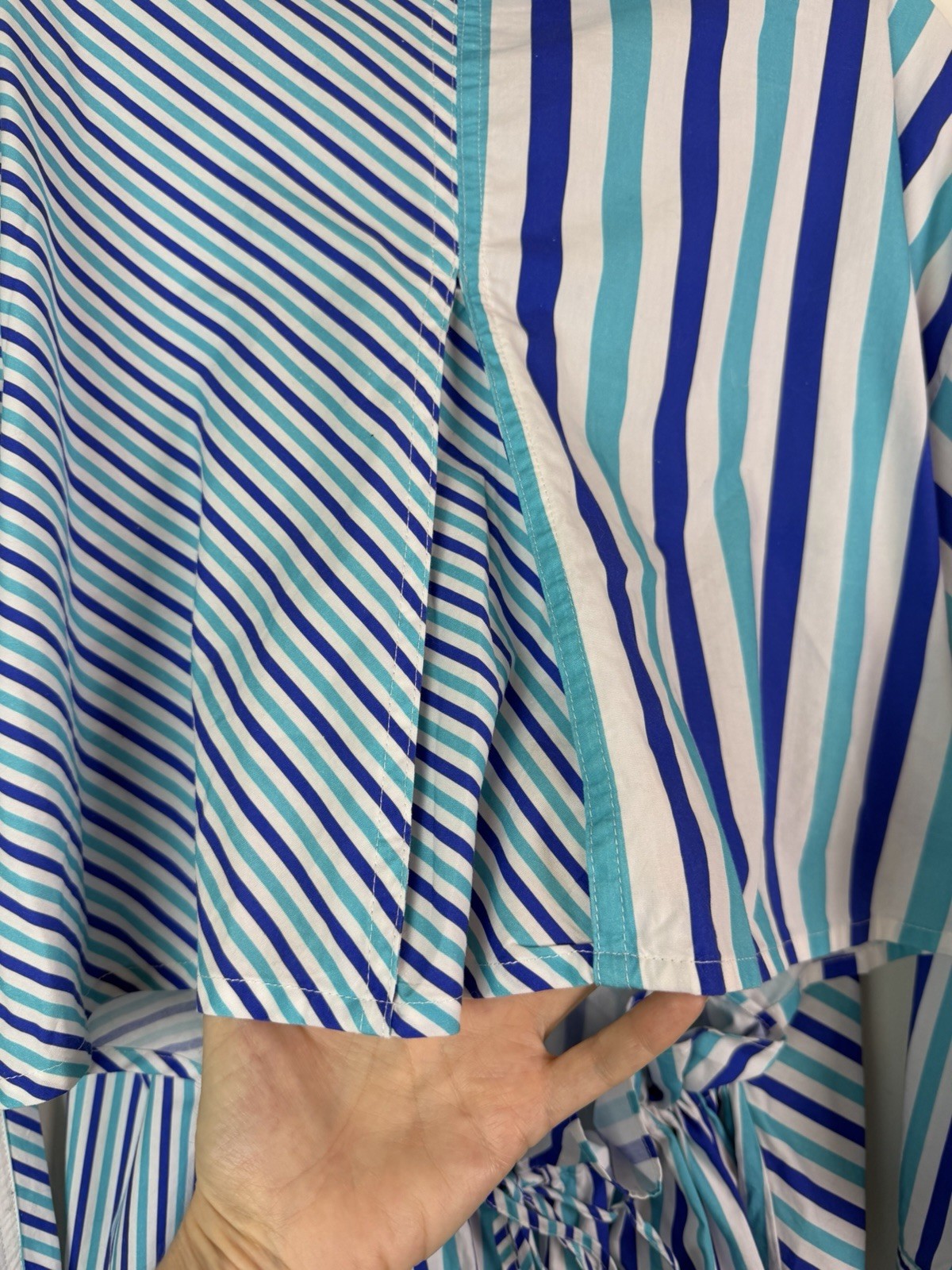 Solid & Striped The Emerson Poplin Shirt Dress in Mixed Stripe Cerulean Size M