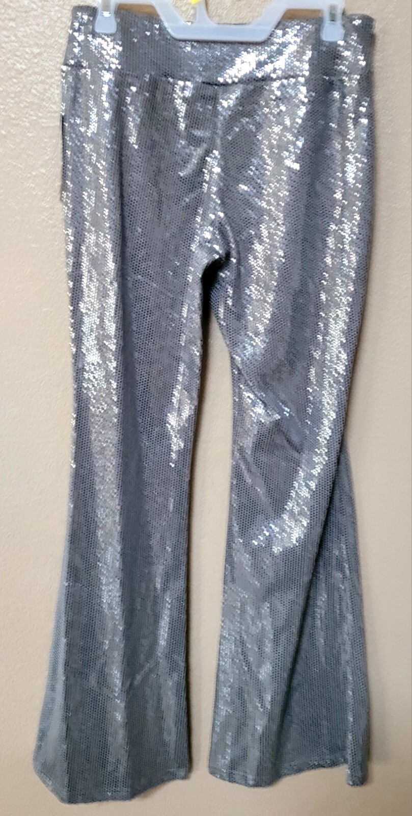 No Boundaries Sequin Flare Pants, Nobo Silver Sparkle Flare Pants, Bell Bottoms