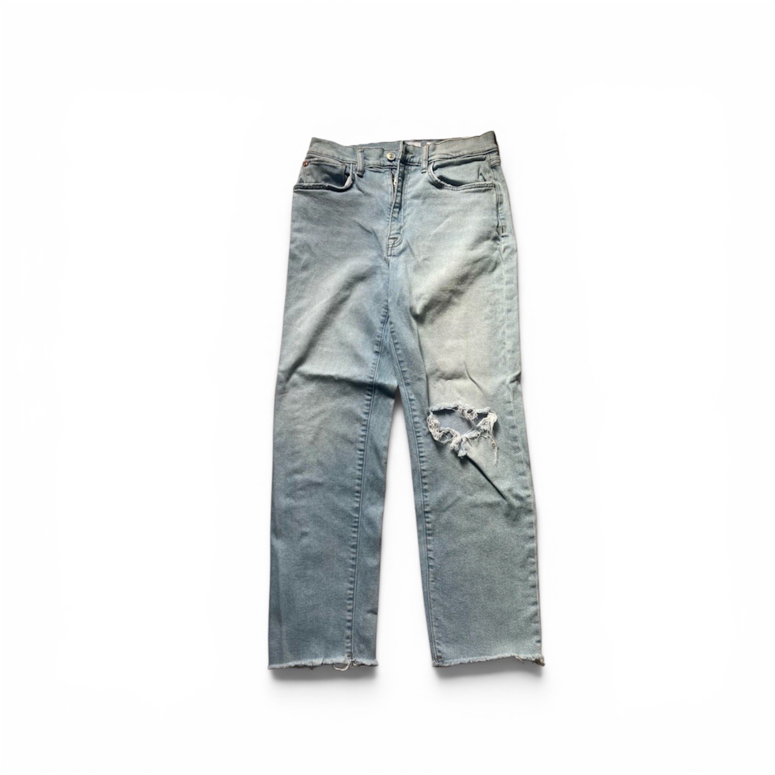 Hudson Kass Jeans Womens 27 (US 4) Light Wash Distressed Straight Leg Raw Hem