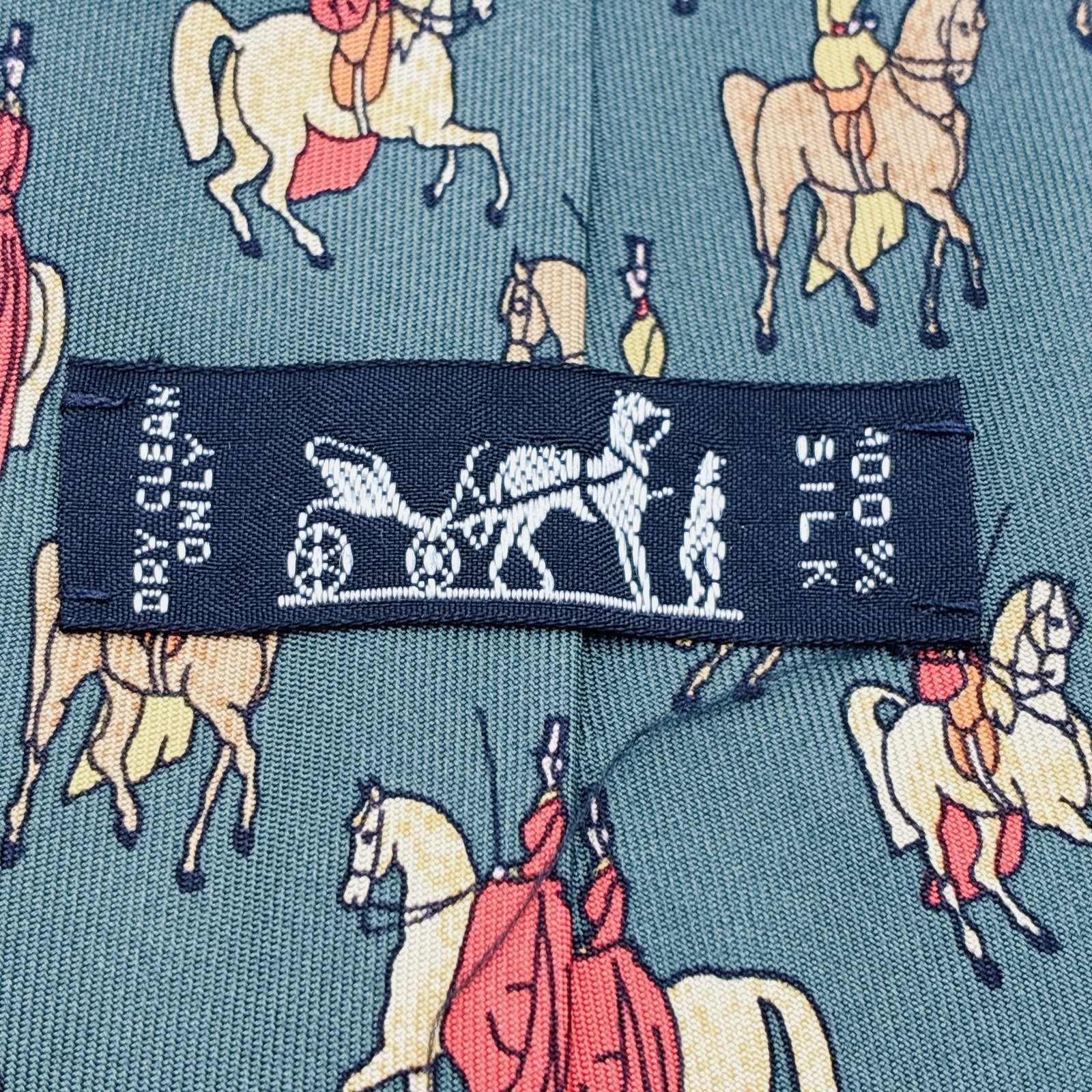 Vintage Hermès Tie, Horse, Horseback Riding, 7413HA, 100% Silk, W: 3.5 in