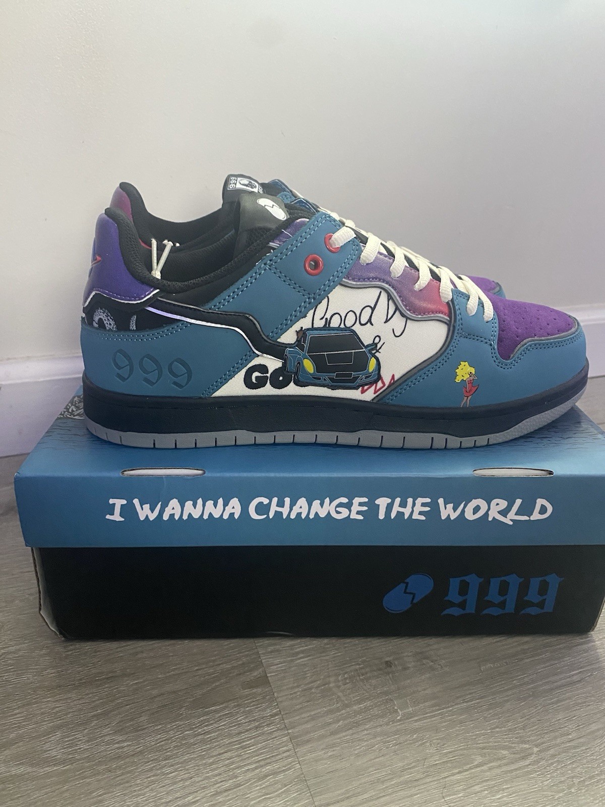 Juice WRLD Limited Edition Low Top Lace-Up Athletic Sneakers Blue Purple