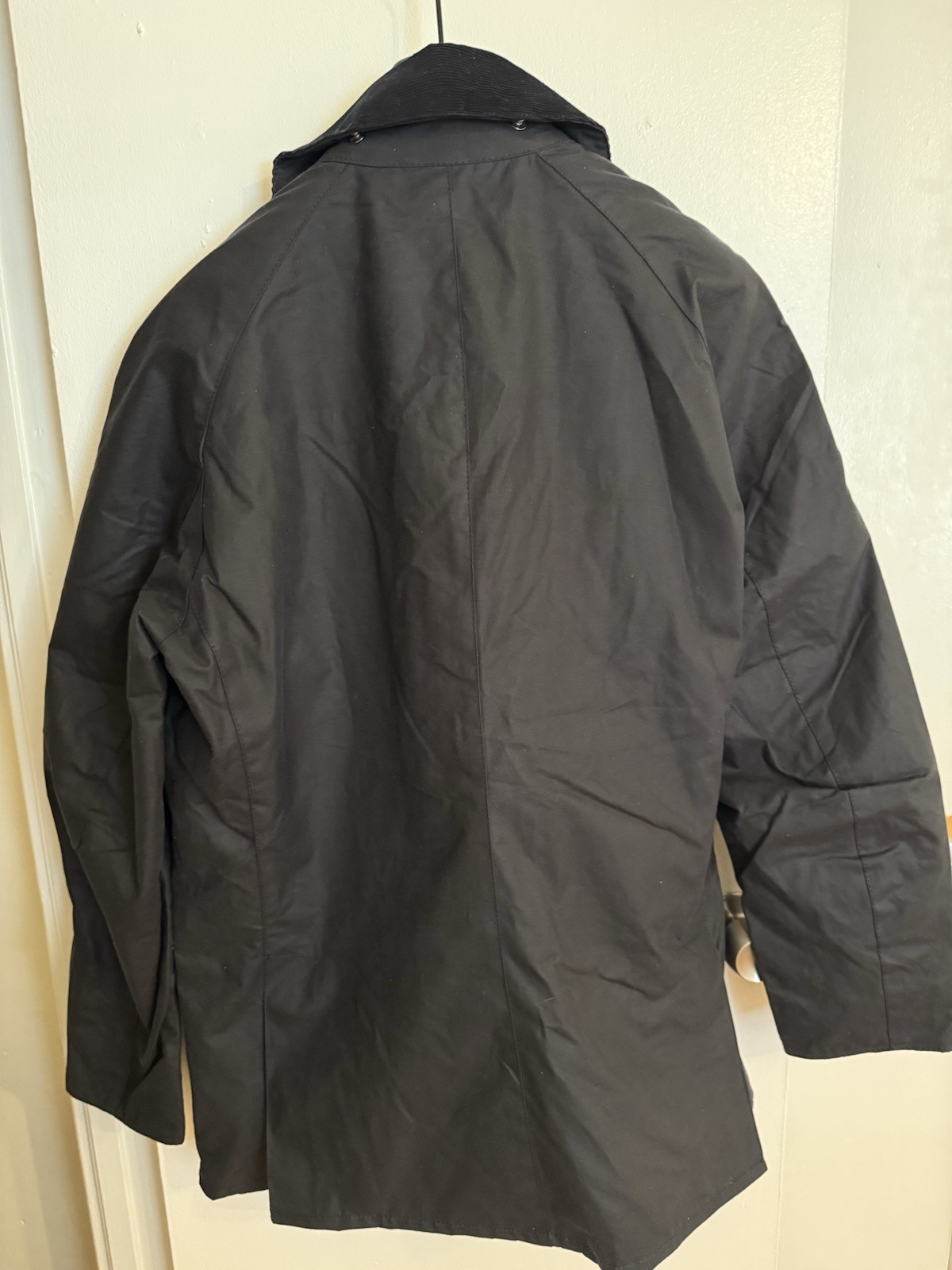Barbour Men’s Black Wax Jacket Lined Tartan, Zip/Button Closure Size L