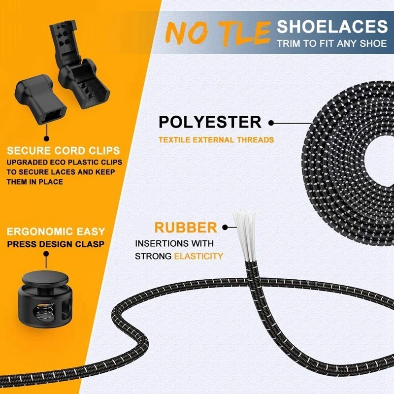 No Tie Elastic Lock Shoe Laces Rope Running Jogging Sneakers Trainer Shoelaces*