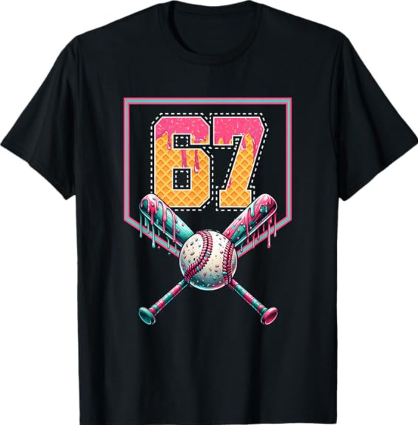 Baseball Drip Number 67 Player Or 67th Birthday T-Shirt