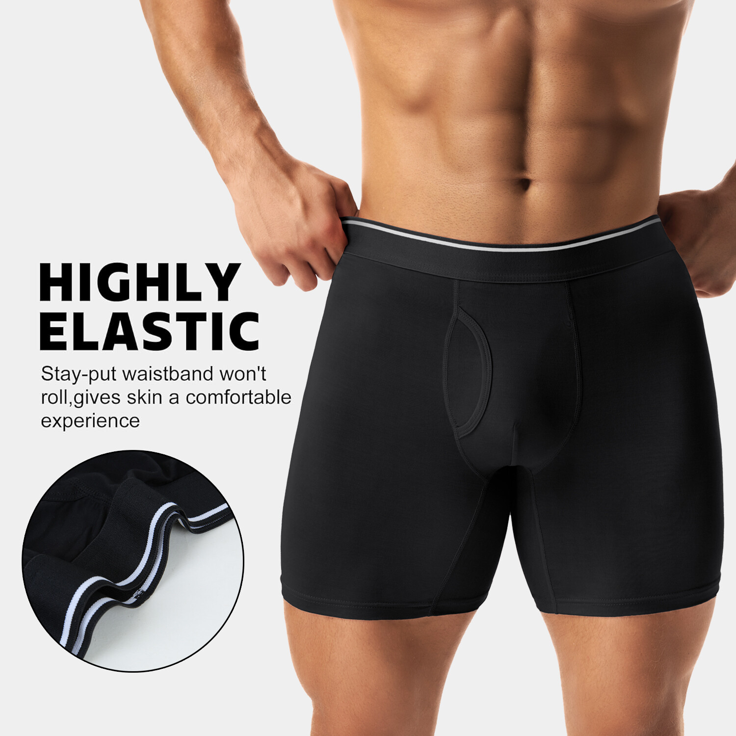 Men’s Bamboo Underwear Boxer Briefs 4 Pack Soft Long Leg Trunks Undies For Men