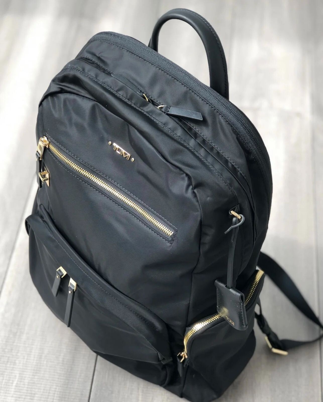 TUMI Voyageur Backpack Carson Ladies Black Nylon & Leather Bag Casual Outlet