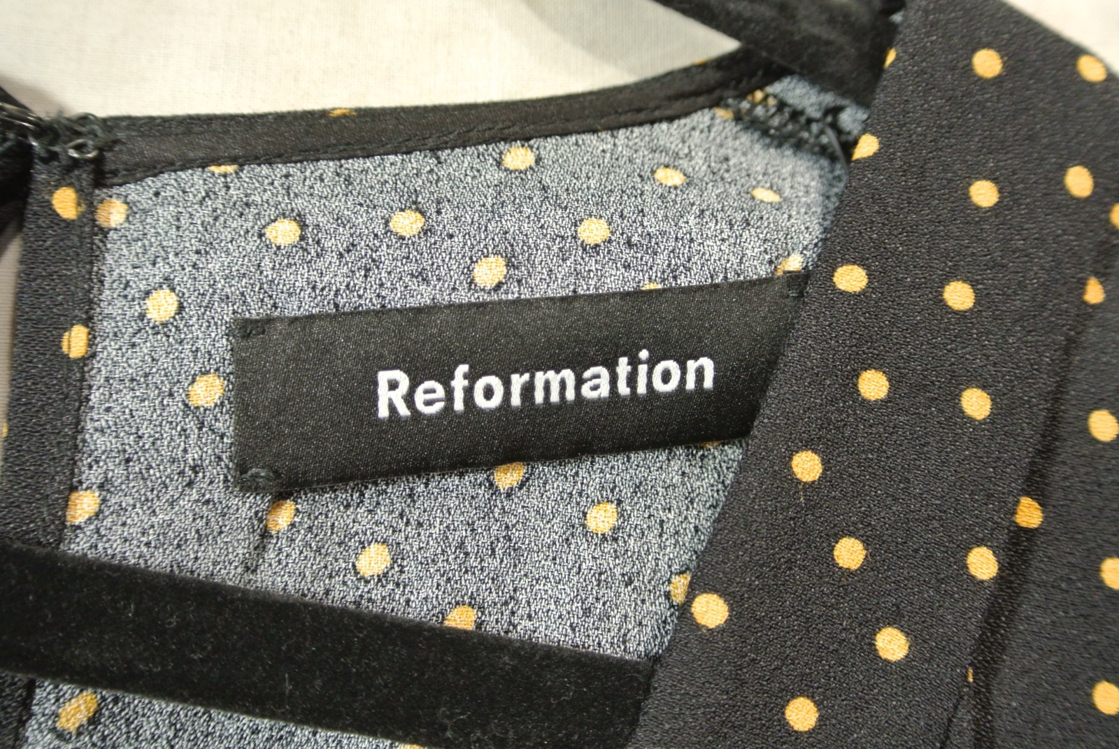 New, REFORMATION Mabel Dress in Micro Dot in Black Sz 8 #MD1948