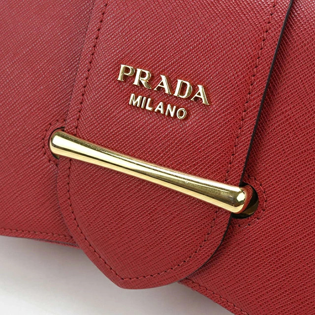 PRADA 1BD219 Saffiano Leather Chain Shoulder Bag Crossbody Rosso Red Purse