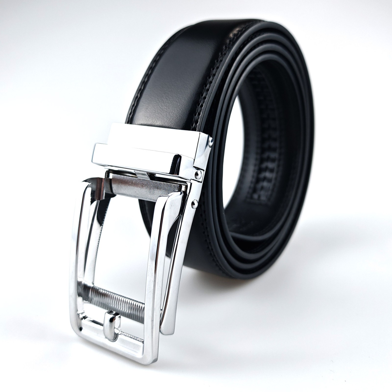 Genuine Leather Mens Ratchet Belt Belts For Men Adjustable Automatic Buckle
