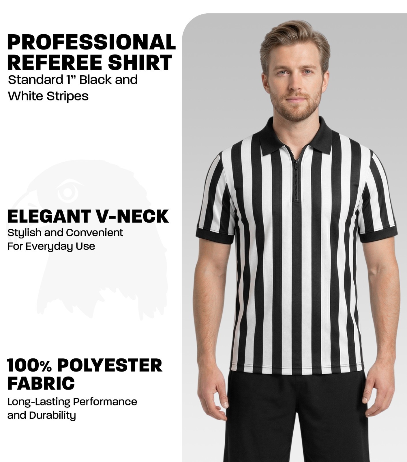 Exxact Sports Referee Shirt Men, Athletic Fit Basketball Referee Shirt for Sport