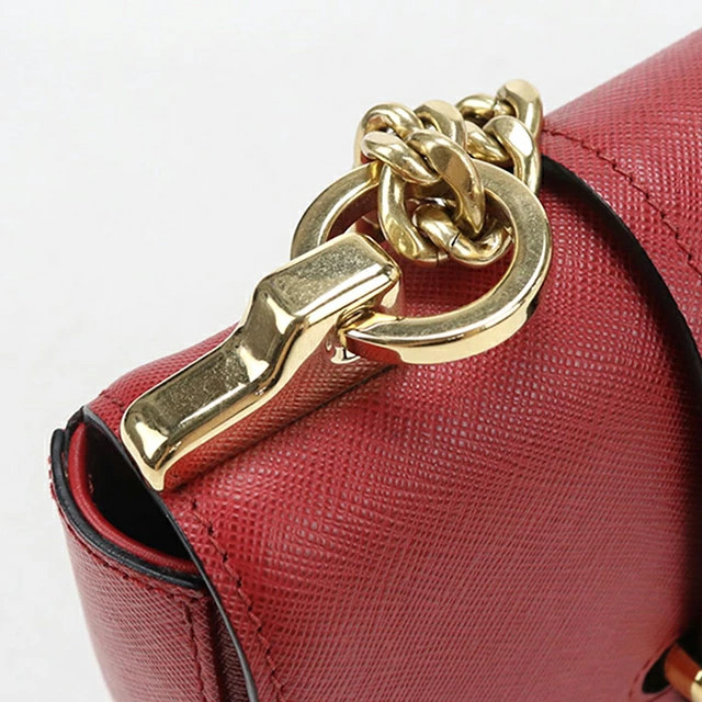 PRADA 1BD219 Saffiano Leather Chain Shoulder Bag Crossbody Rosso Red Purse
