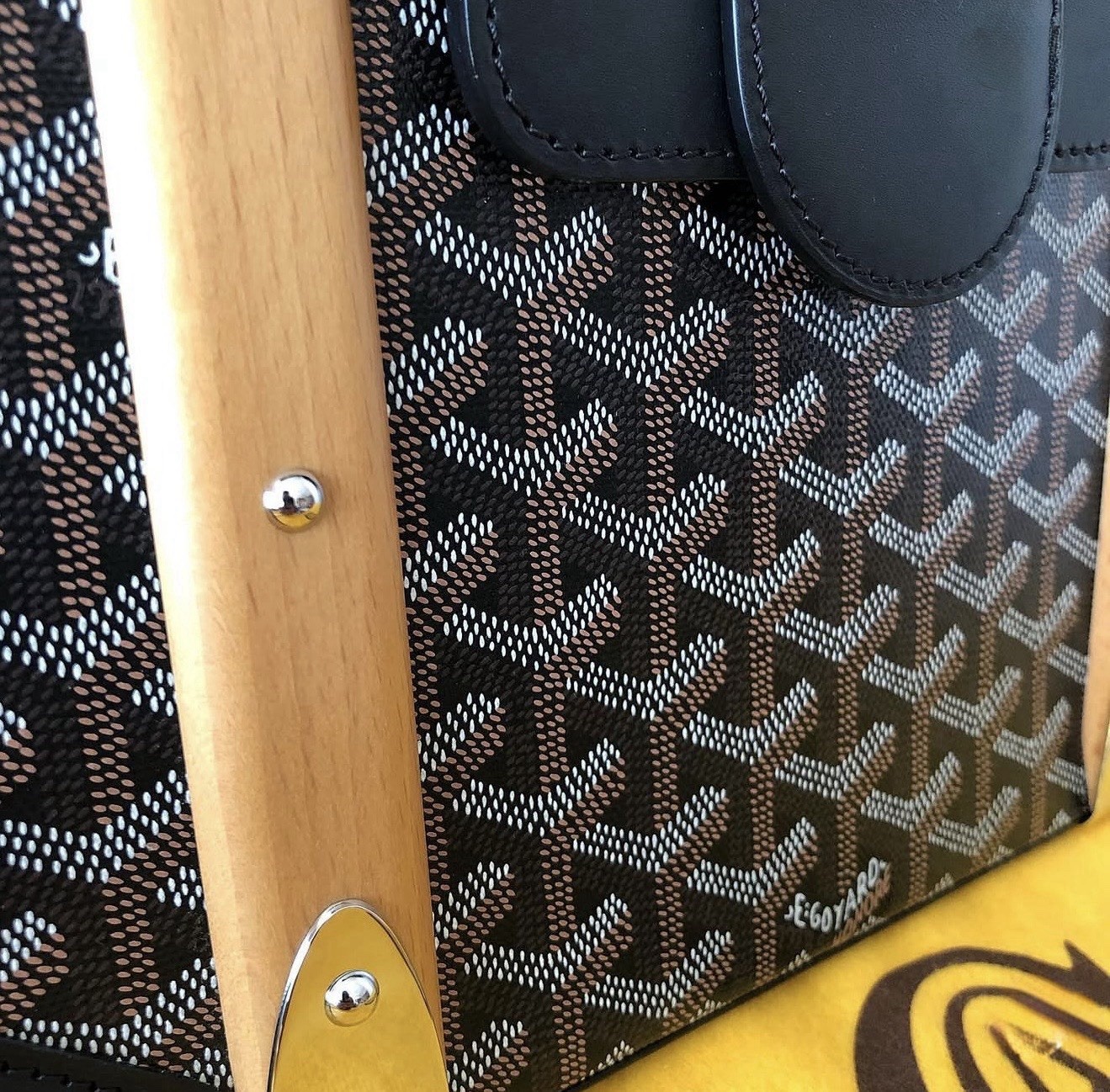 Goyard Saïgon Top Handle Bag Black/Brown Goyardine, Buckle, Dust Bag
