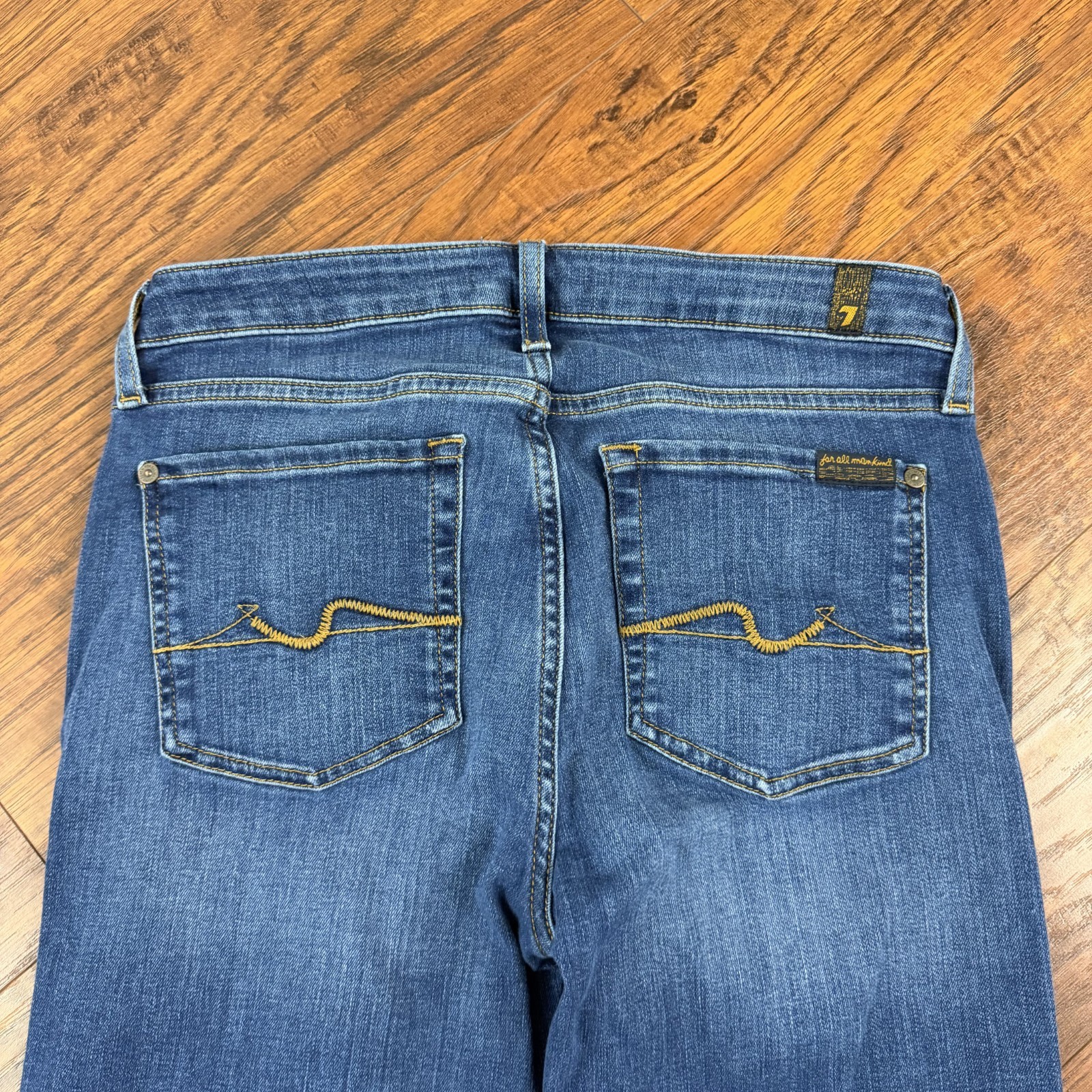 7 For All Mankind Jeans Womens 27 Straight Mid Rise Stretch Denim Kimmie 27×32