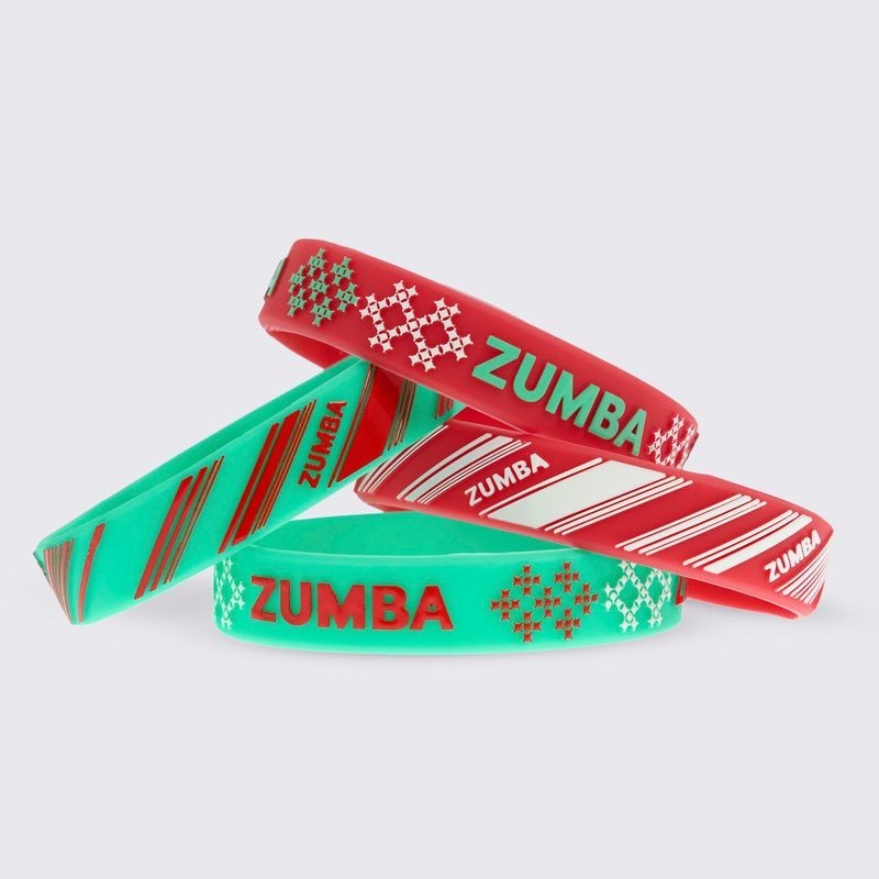 Zumba Holiday Rubber Bracelets – Red & Green ~ 8 Pack or 16 Pack ~ New!