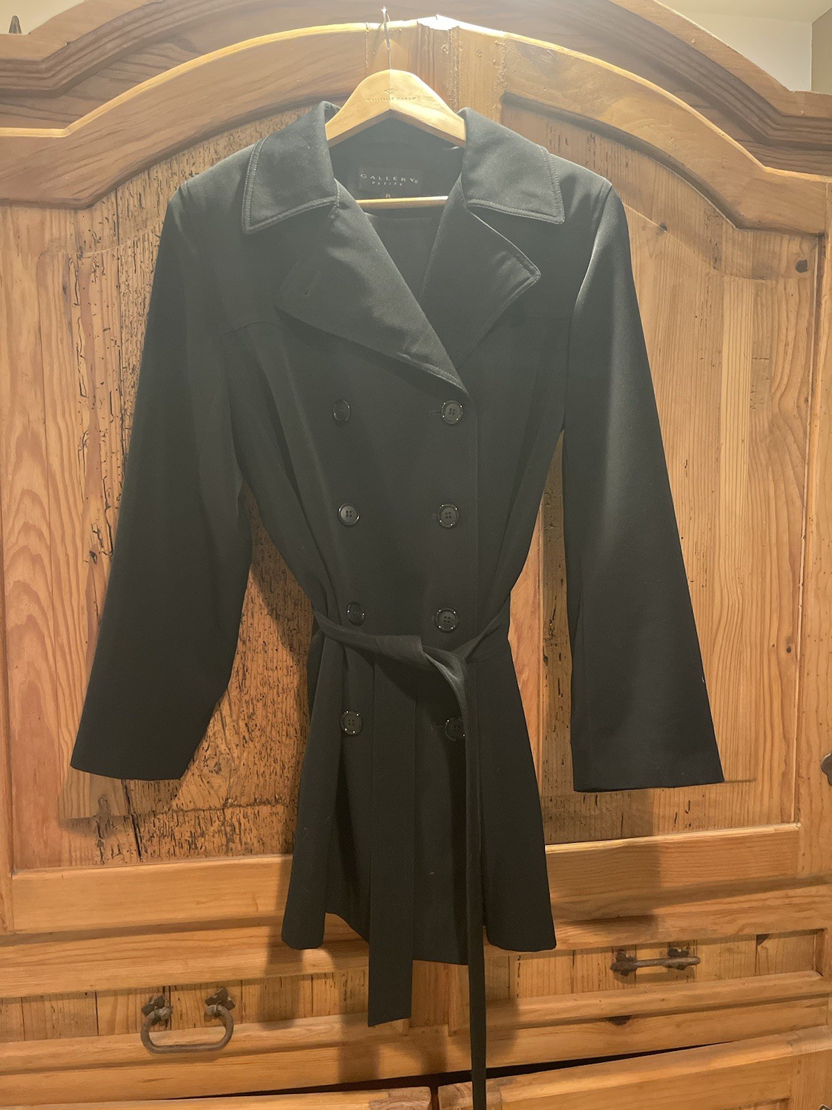 Gallery Petite Black Trench Coat Women P/L